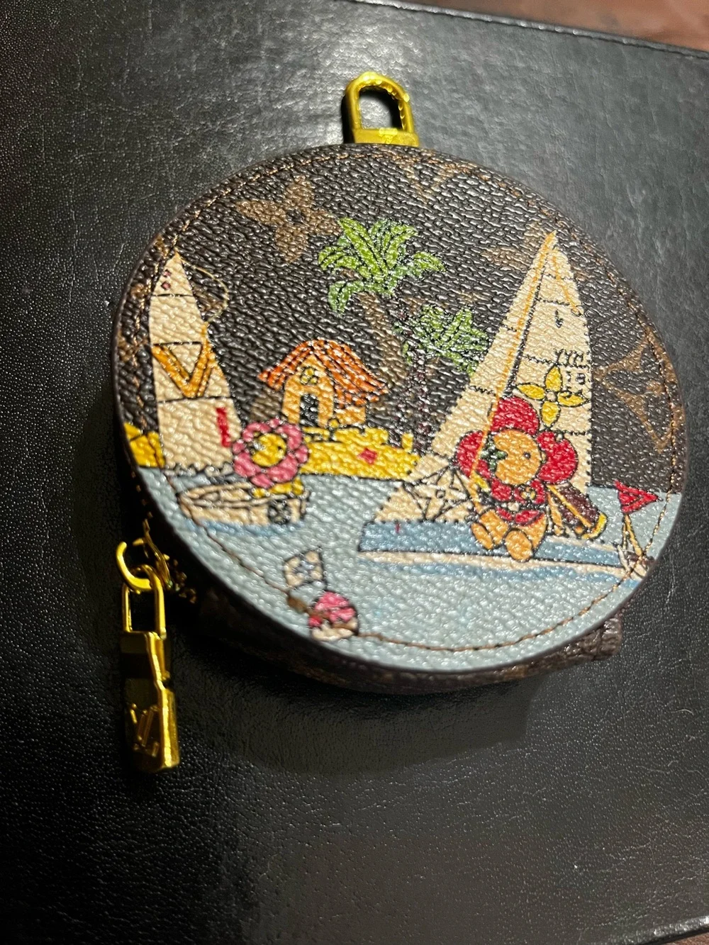 Louis. Vuitton. Limited Edition Vivienne. Beach Sailing Round Zipper Pouch Charm